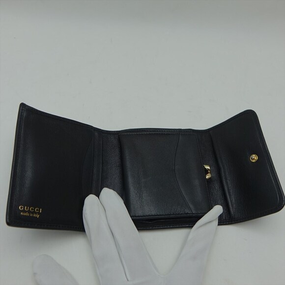 Gucci bifold wallet bamboo black leather - Picture 6 of 7